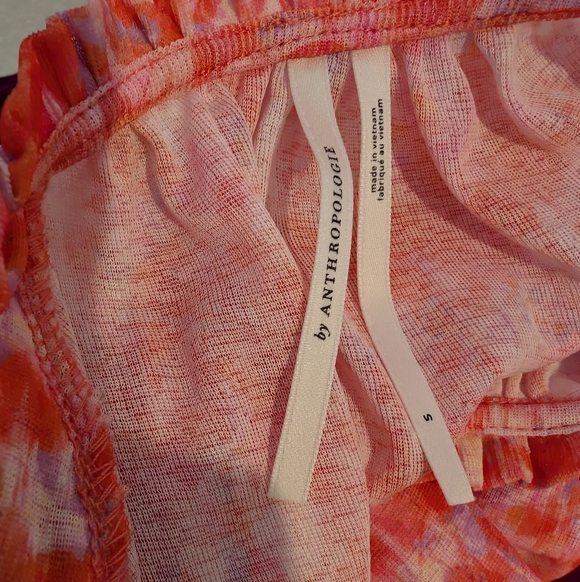 Anthropologie Long Sleeve Femme Ruched Cropped Top Pink / Salmon Size Small - Picture 7 of 9